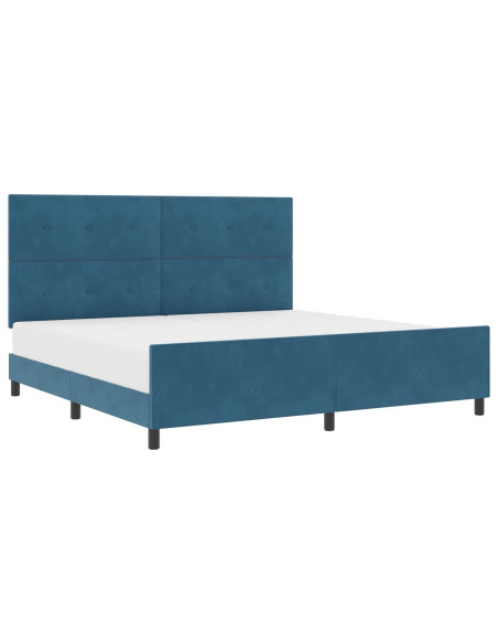 Letto a molle con testiera Blu Scuro 200 x 200 cm Velluto