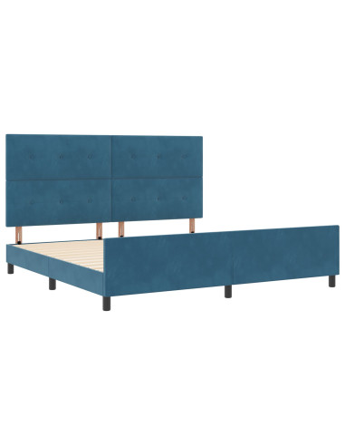 Letto a molle con testiera Blu Scuro 200 x 200 cm Velluto