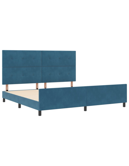 Letto a molle con testiera Blu Scuro 200 x 200 cm Velluto