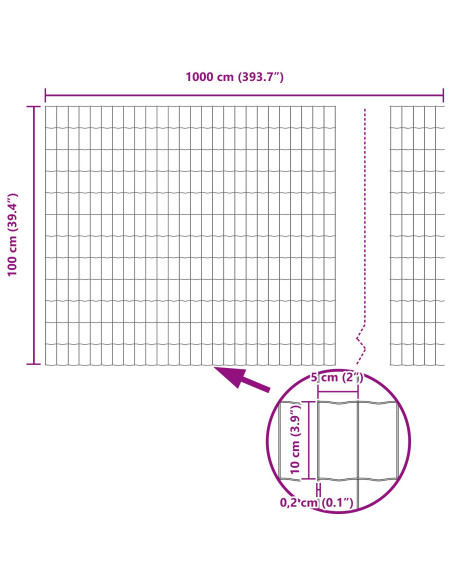 Recinzione Euro  con 5 Pali U Verde 1x10 m Acciaio