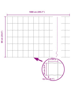 Recinzione con Posto Verde 0,6 x 10 m Acciaio e PVC