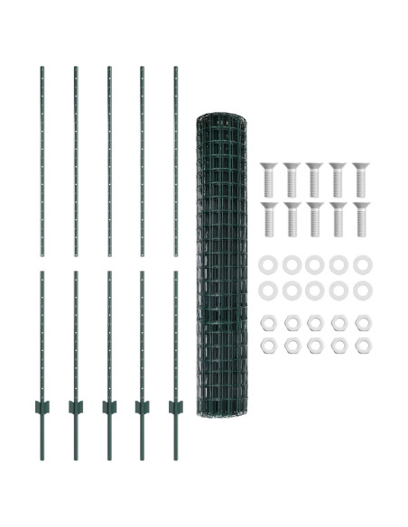 Recinto Euro  con 5 pali a U Verde 1,5x10 m Acciaio