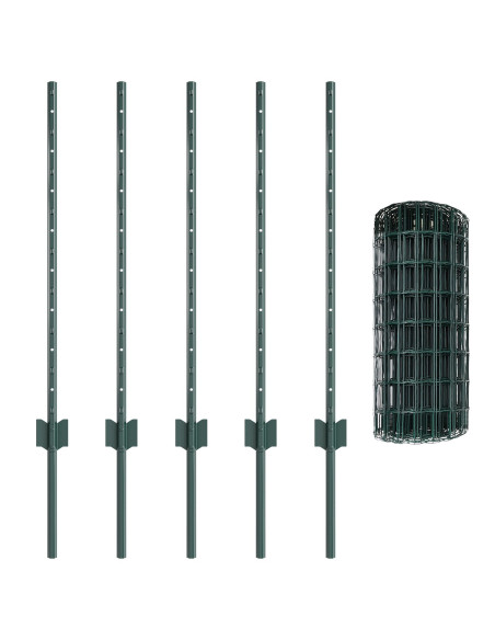 Recinzione Euro  con 5 pali a U, Verde, 0.8x10 m Acciaio