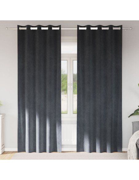 Tende oscuranti  con occhielli 2 pezzi in velluto grigio chiaro