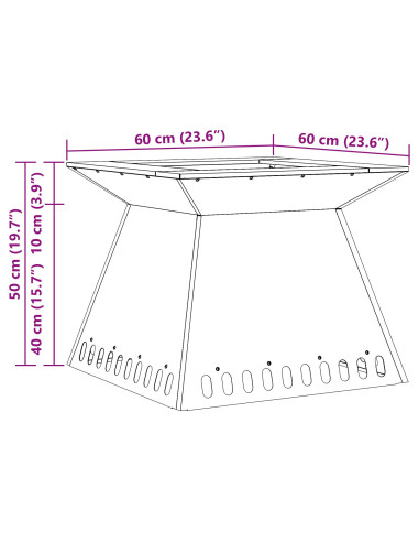 Focolare Nero 60 x 60 x 50 cm Acciaio