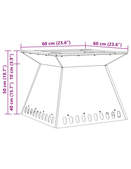 Focolare Nero 60 x 60 x 50 cm Acciaio