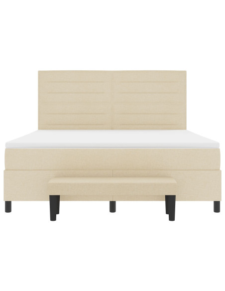 Letto con Box Spring  con Materasso e Panca Crema 180x200 cm Tessuto