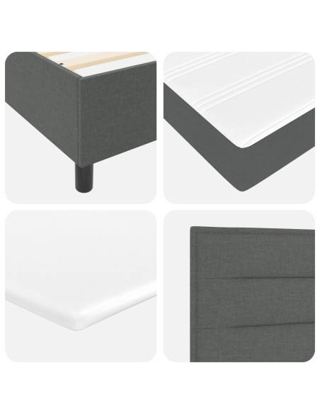 Letto Box Spring e Materasso & Panca Grigio Scuro 180x200 cm Tessuto