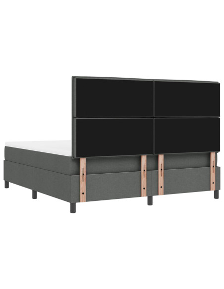 Letto Box Spring e Materasso & Panca Grigio Scuro 180x200 cm Tessuto