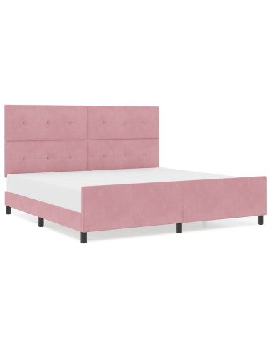 Letto a molle con testiera Rosa 200 x 200 cm Velluto