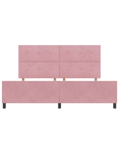 Letto a molle con testiera Rosa 200 x 200 cm Velluto