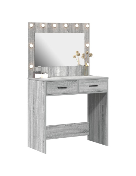 Tavolo da Dressing  con luci LED Grigio Sonoma 78,5x41x135 cm