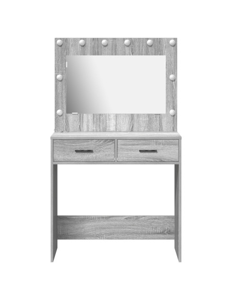 Tavolo da Dressing  con luci LED Grigio Sonoma 78,5x41x135 cm