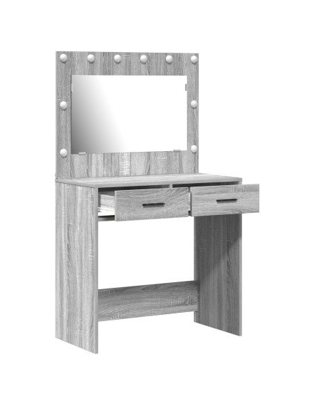 Tavolo da Dressing  con luci LED Grigio Sonoma 78,5x41x135 cm