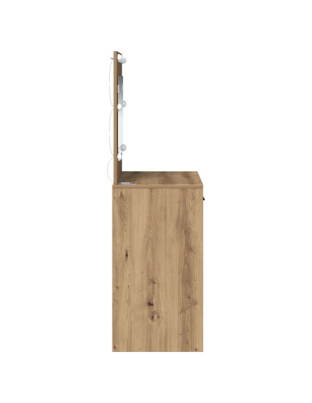 Tavolo da Toeletta  con Luci LED Rovere Artigianale 78.5x41x135 cm