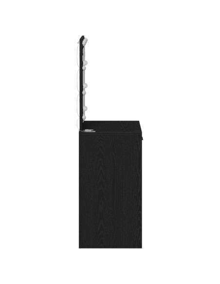 Tavolo da Toeletta  con Luci LED Rovere Nero 50x41x135 cm
