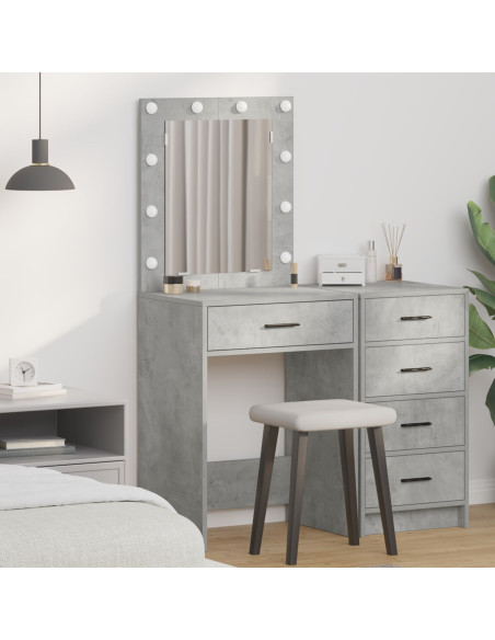 Tavolo da Trucco  con Luci LED in Grigio Cemento, 50x41x135 cm