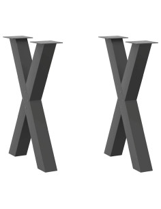 Gambe Tavolo Pranzo a X 2 pz Antracite 60x(72-73) cm Acciaio 2