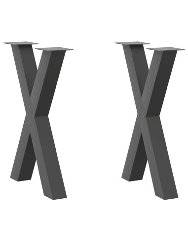Gambe Tavolo Pranzo a X 2 pz Antracite 60x(72-73) cm Acciaio