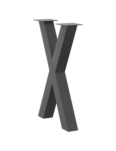 Gambe Tavolo Pranzo a X 2 pz Antracite 60x(72-73) cm Acciaio