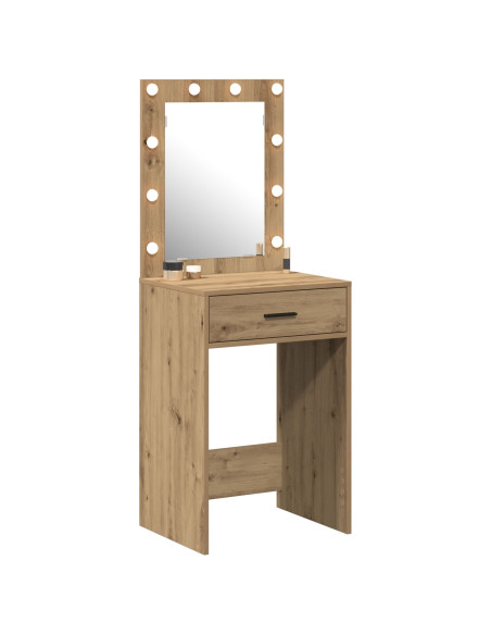Tavolo toletta  con luci LED Rovere artigianale 50x41x135 cm