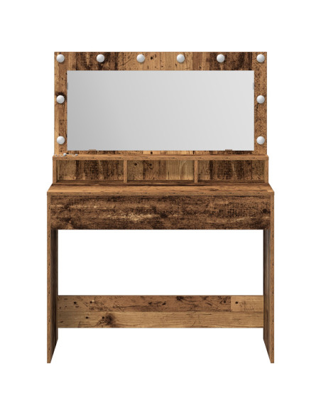 Tavolo da Toeletta con Luci LED - Legno Vintage - 100x41x135 cm