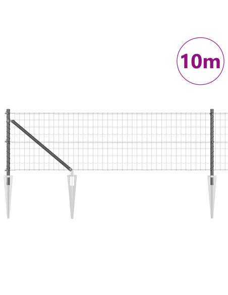 Recinzione Euro  con 7 picchetti 0.6x10 m Acciaio zincato grigio