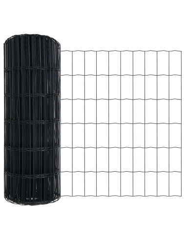 Recinzione con Posto Grigio 0,6 x 10 m Acciaio e PVC