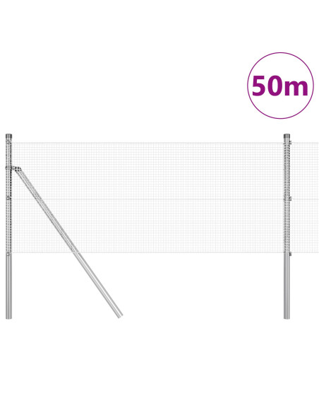 Recinzione in Rete Saldata  con 13 Pali 0.5x50 m Acciaio Zincato
