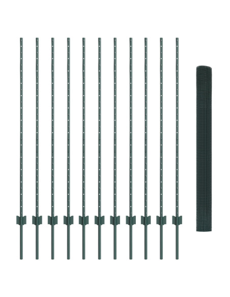 Recinzione in Filo Saldato  con 11 Post U Verde 1.4x25 m Acciaio