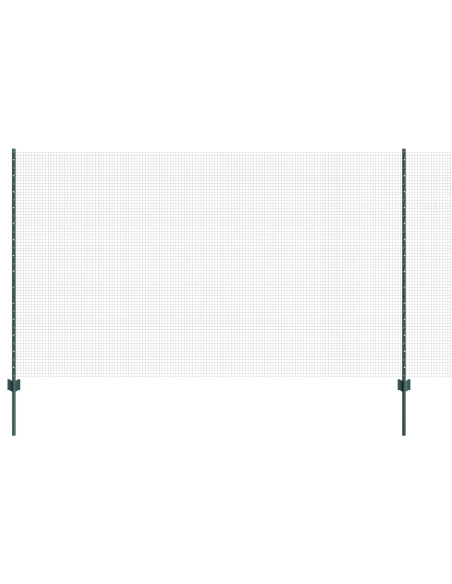 Recinzione in Filo Saldato  con 11 Pali a U Verde 1.4x25 m Acciaio