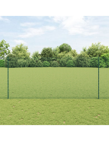 Recinzione in Filo Saldato  con 11 Pali a U Verde 1.4x25 m Acciaio