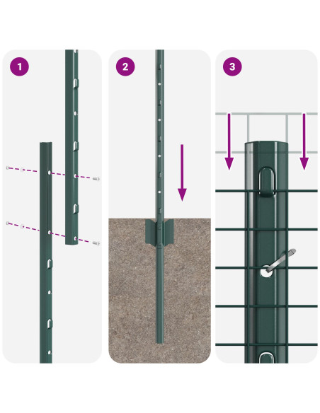 Recinzione in Filo Saldato  con 11 Post U Verde 1.4x25 m Acciaio