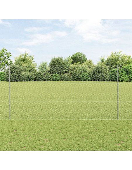 Paletti per Recinzione 22 pz U-Channel 150 cm Acciaio Zincato,  Recinzione Esagonale 1,5x100 m Acciaio Zincato
