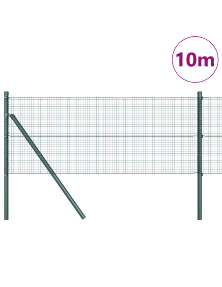 Recinzione in Rete Saldato  con 7 Post Verde 0.4x10 m Acciaio