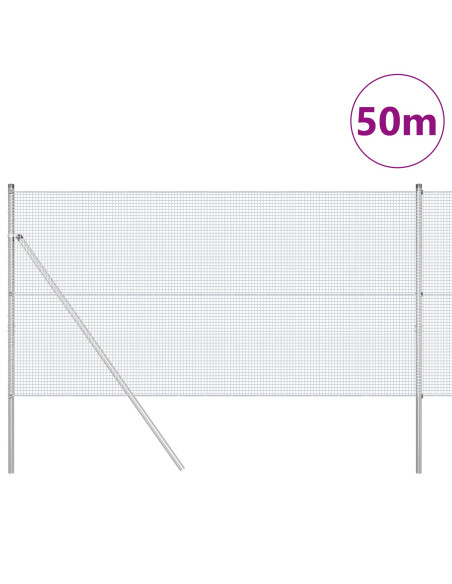 Recinzione in Rete Saldata  con 13 Post 1.2x50 m Acciaio Zincato