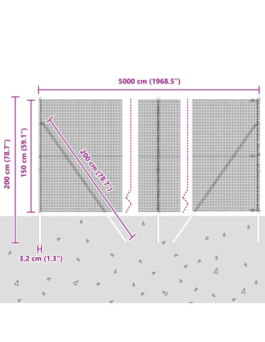 Palo della recinzione Argento 50 x 1,5 m (maglia 12 x 12 mm)
