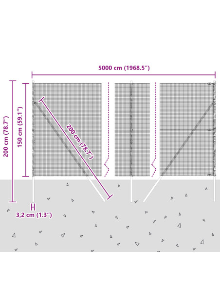Palo della recinzione Argento 50 x 1,5 m (maglia 12 x 12 mm)