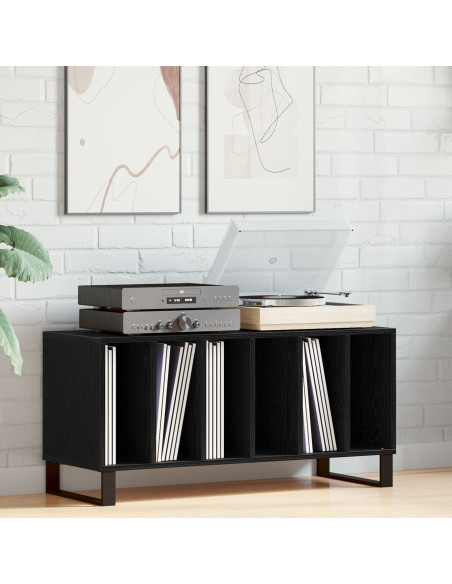 Mobile per dischi  Nero Rovere 100x38x48 cm in Legno ingegnerizzato