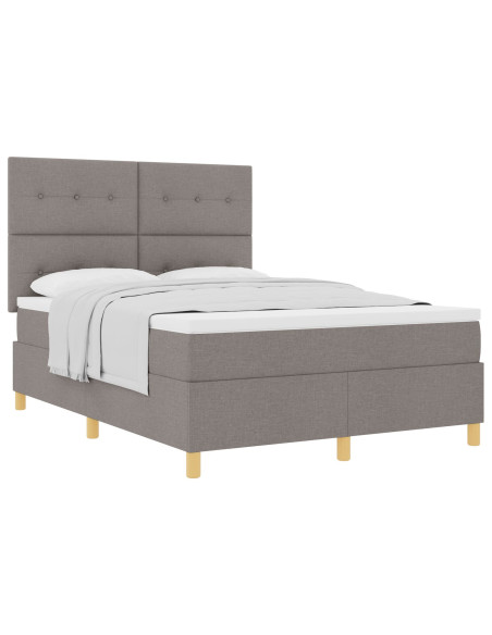Letto Box Spring con Materasso Tortora 140x200 cm Tessuto