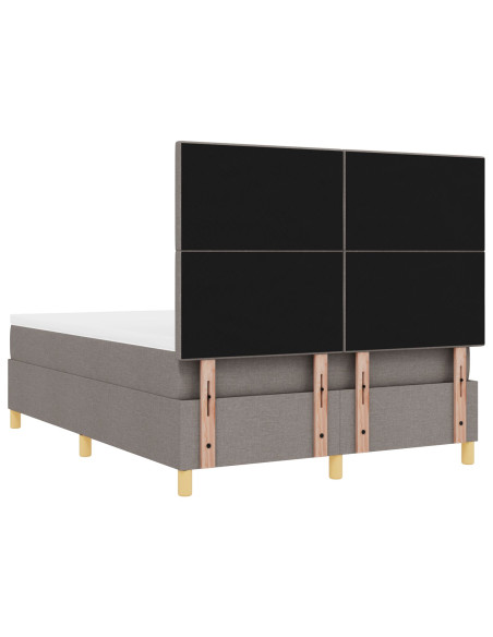 Letto Box Spring con Materasso Tortora 140x200 cm Tessuto