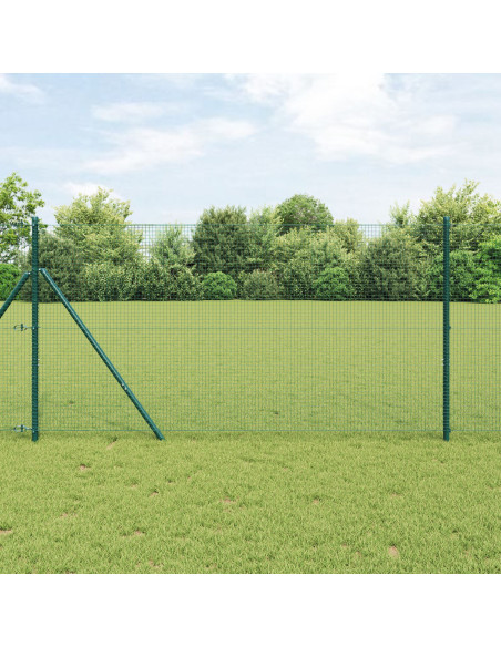 Recinzione in Rete Saldata  con 13 Pali Verde 1.2x25 m Acciaio