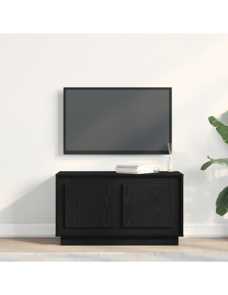 Mobile TV  Nero Rovere 80x35x45 cm Legno Ingegnerizzato
