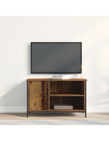 Mobile TV in Legno Vecchio 80x40x50 cm in Legno Ingegnerizzato e Acciaio