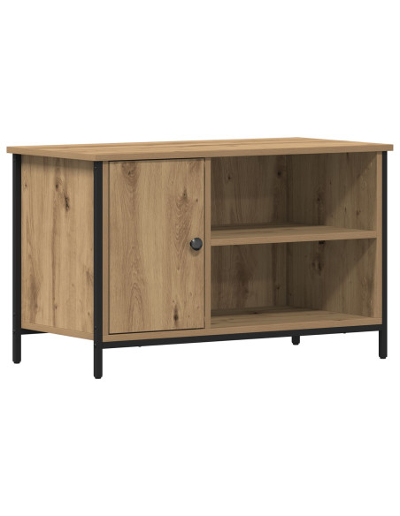 Mobile TV  in rovere artigianale 80x40x50 cm in legno ingegnerizzato e acciaio