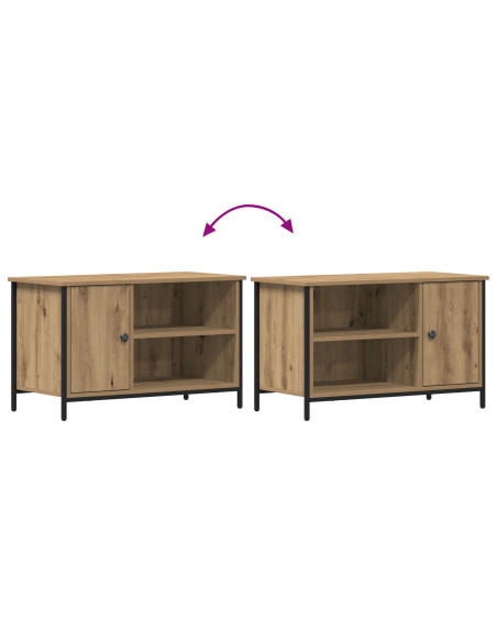 Mobile TV  in rovere artigianale 80x40x50 cm in legno ingegnerizzato e acciaio