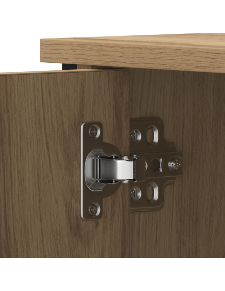 Mobile TV  in rovere artigianale 80x40x50 cm in legno ingegnerizzato e acciaio