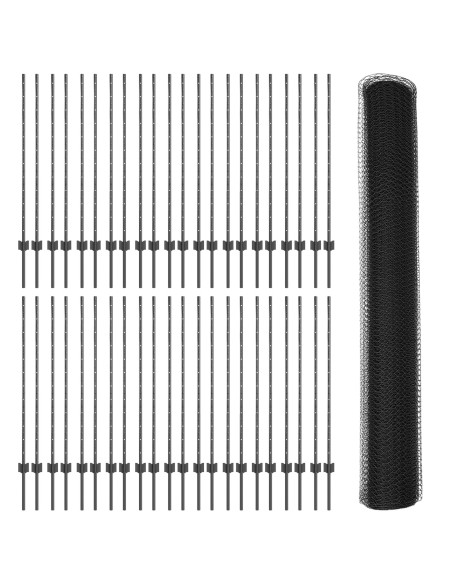 Posti di Recinzione  22 pcs U-Channel Grigio 120 cm Acciaio, Recinzione Esagonale Grigia 1.2x100 m Acciaio