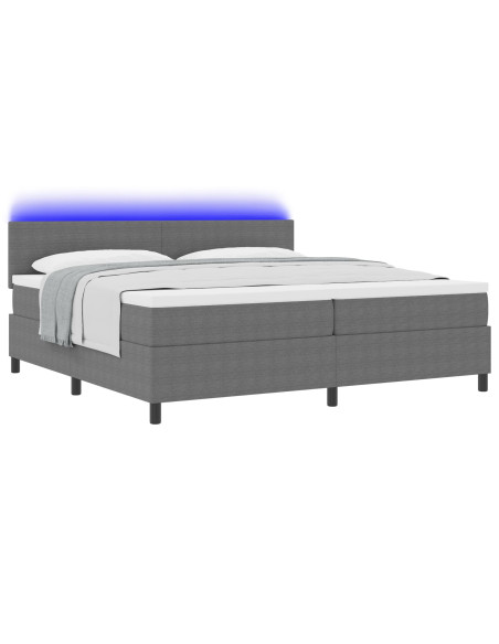 Letto Box Spring  con Materasso & LED Grigio 200x200 cm Tessuto Corduroy