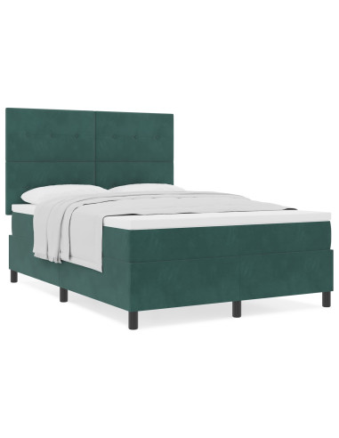 Letto a molle con materasso Verde Scuro 160 x 200 cm Tessuto